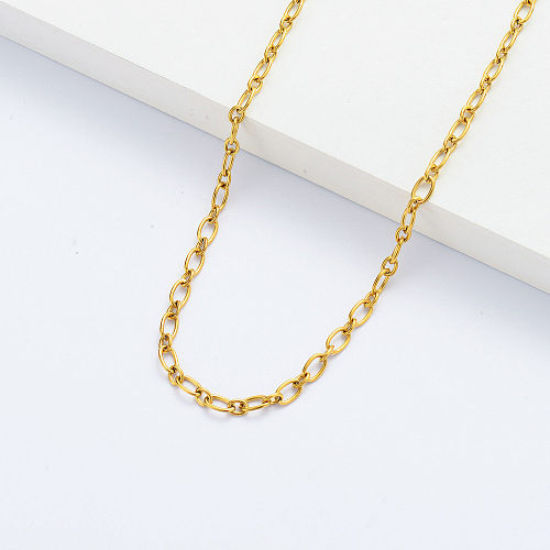 Collar chapado en oro de acero inoxidable de 18 quilates Collar de oro de acero inoxidable para mujer