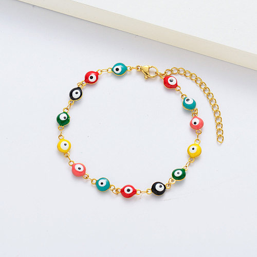 Multicolored Enamel Evil Eye Bracelets Stainless Steel Bracelets Wholesaler