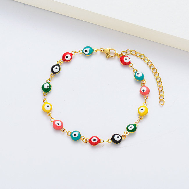 Grossiste Bracelets En Acier Inoxydable Émail Multicolore Bracelets Mauvais Oeil
