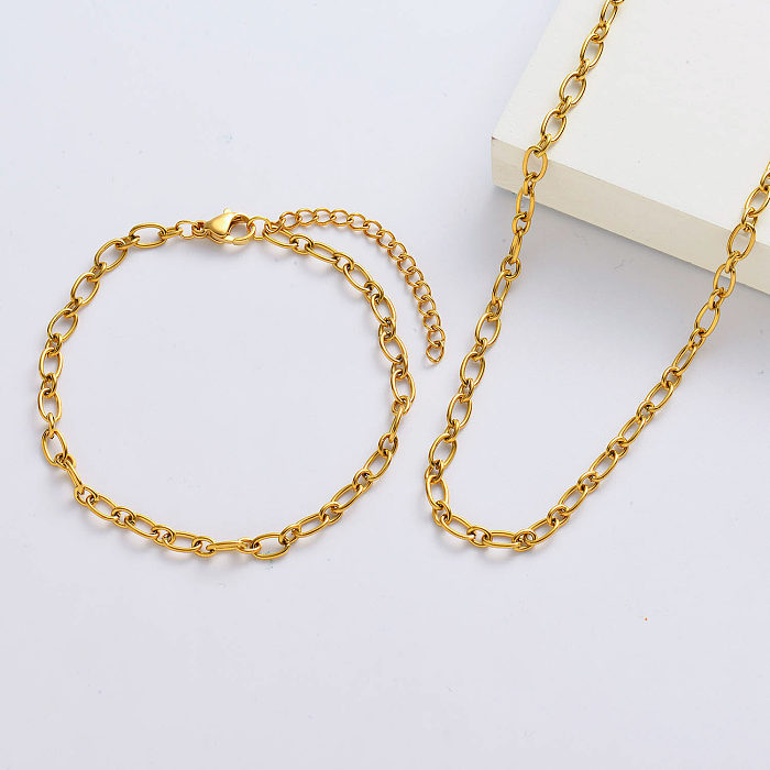 Conjunto de pulseiras e designs modernos de colar banhado a ouro por atacado para mulheres