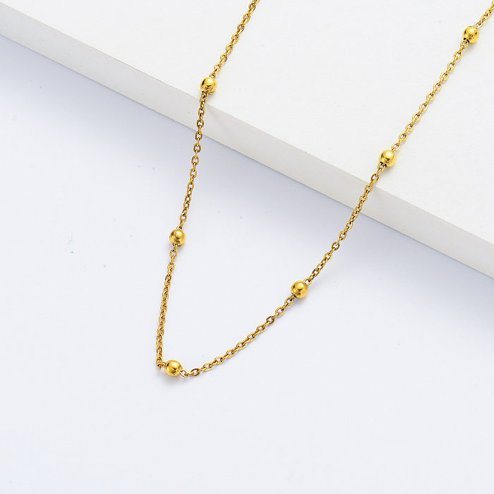 Chaîne de perles en acier inoxydable bon marché Chine Collier de chaîne pour femmes plaqué argent
