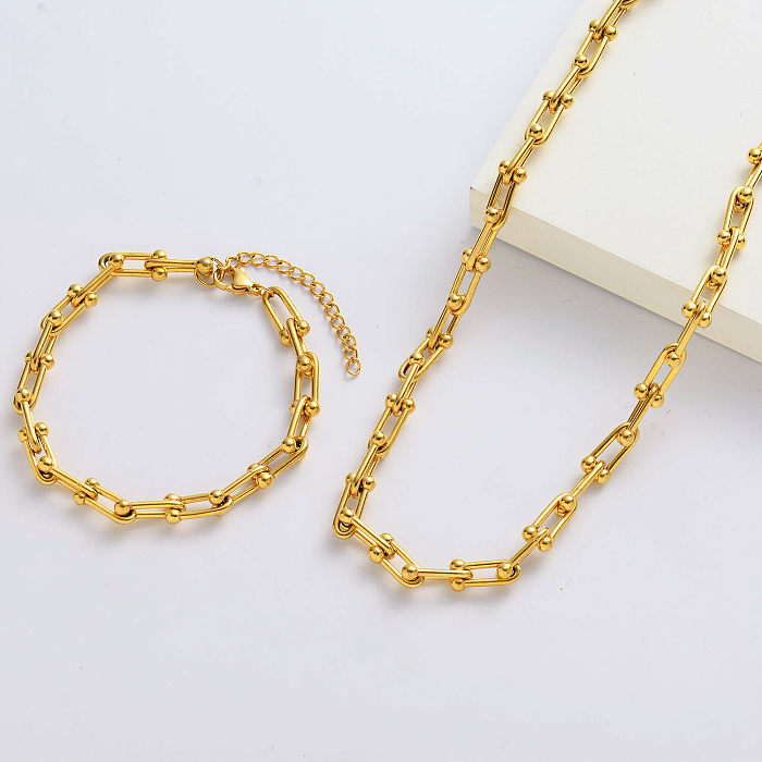 Ensembles de collier et bracelet de mode plaqué or en gros pour elle