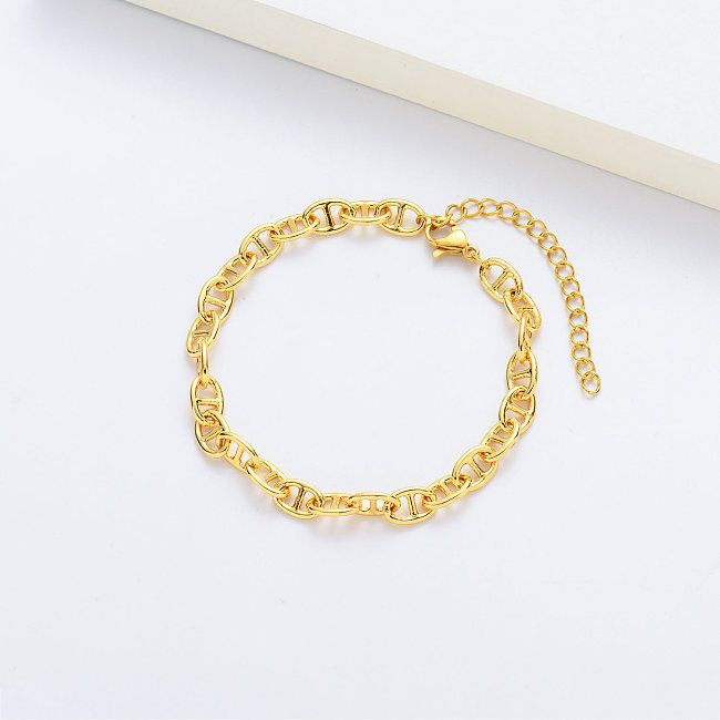 18K Gold Filled Brass Chain Linked Bracelets for Women