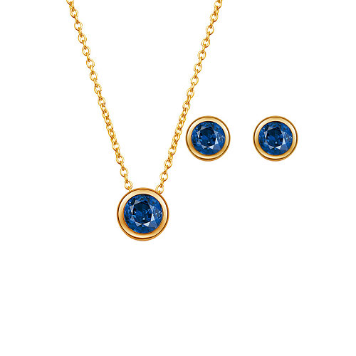 wholesale dark blue birthstone earrings necklace set