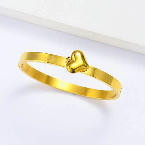 pulseira de coração de aço inoxidável banhado a ouro 18k