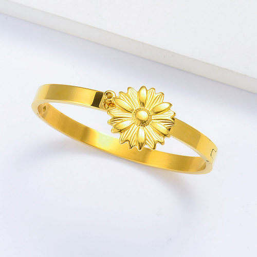 18k gold plated stainless steel sunflower bangle