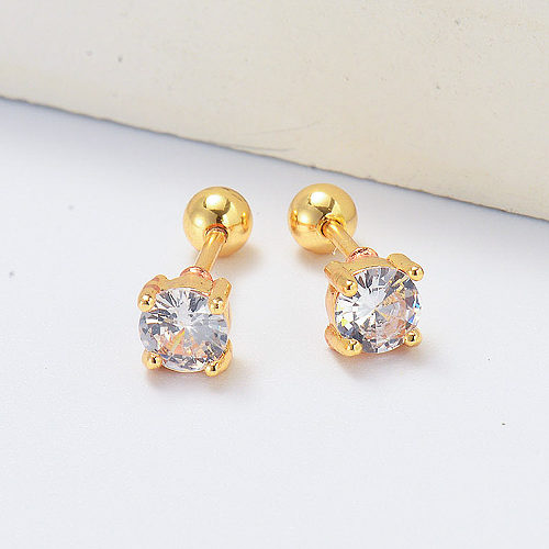 pendientes piercing chapados en oro con diamantes