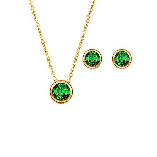 conjunto de colar de brincos verde esmeralda