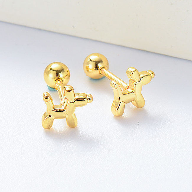 mini gold plated cute balloon dog piercing earrings