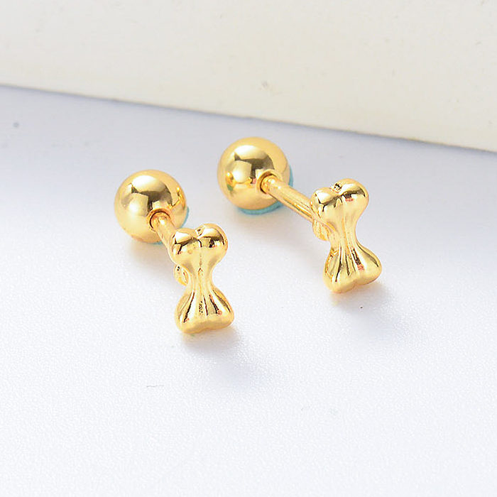 aretes mini piercing de hueso chapados en oro