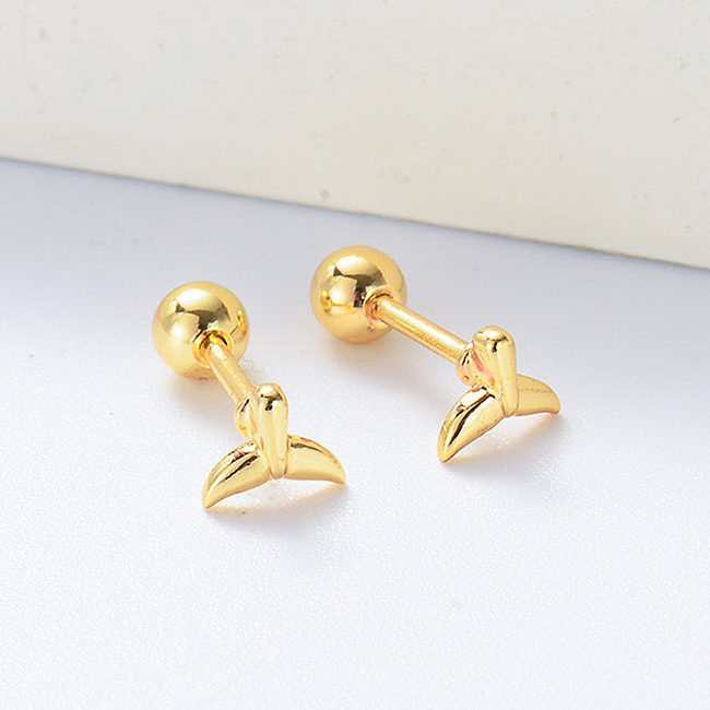 mini gold plated fish tail piercing earrings