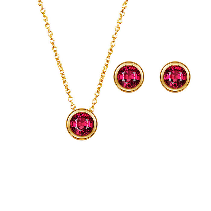 rose red birthstone earrings necklace set