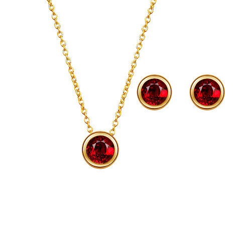 ruby gold plated earrings necklace set