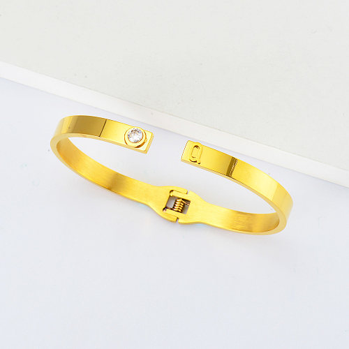 Brazalete con letra Q de acero inoxidable chapado en oro para mejores amigos