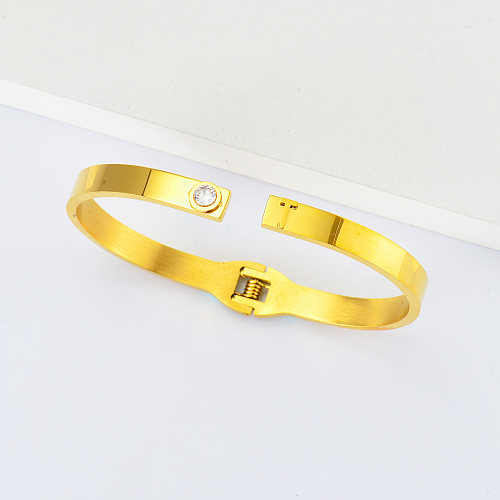 gold plated stainless steel letter T cuff bangle