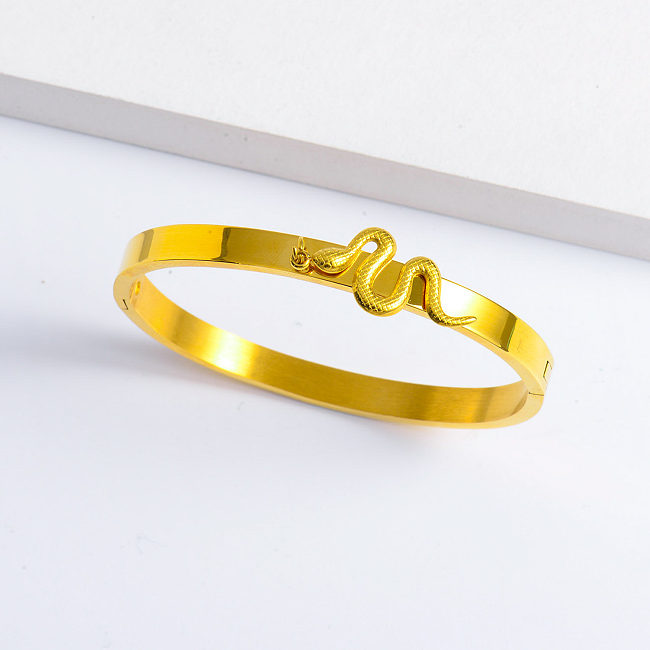 18k gold plated stainless steel snake bangle