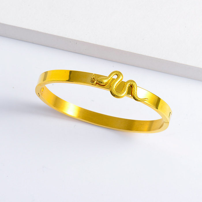 18k gold plated stainless steel snake bangle
