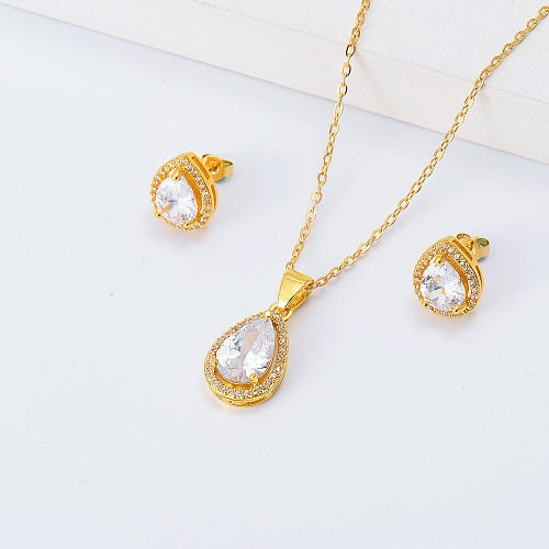 luxury waterdrop zirconia wedding jewelry set