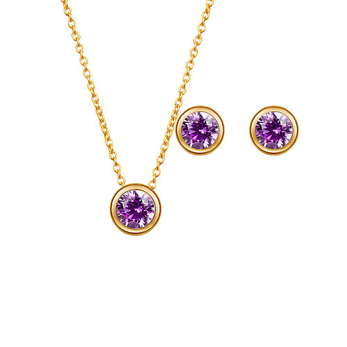 ensemble collier boucles d'oreilles pierre de naissance violet