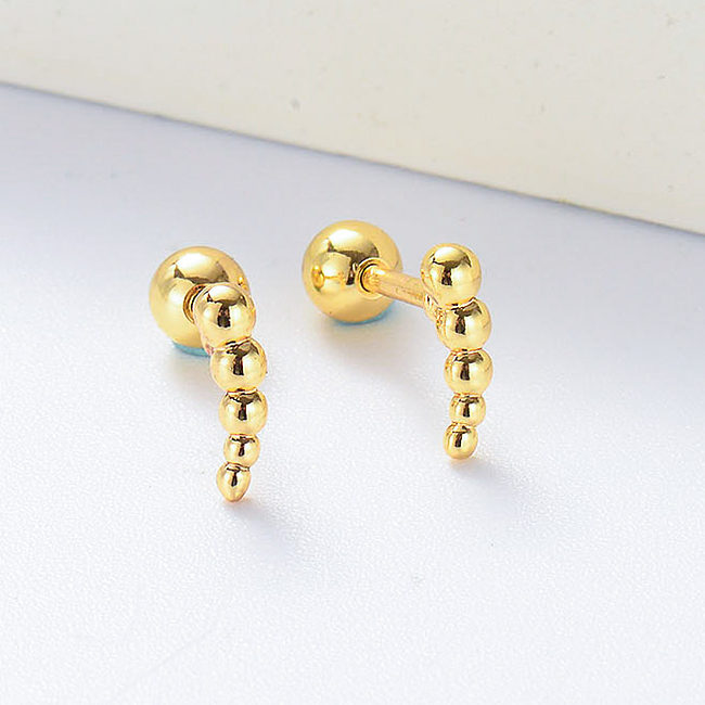 mini gold plated bead piercing earrings