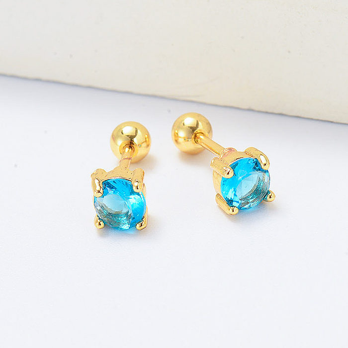 aquamarine gold plated piercing earrings