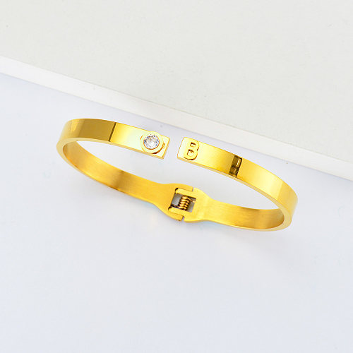 gold plated stainless steel letter B cuff bangle