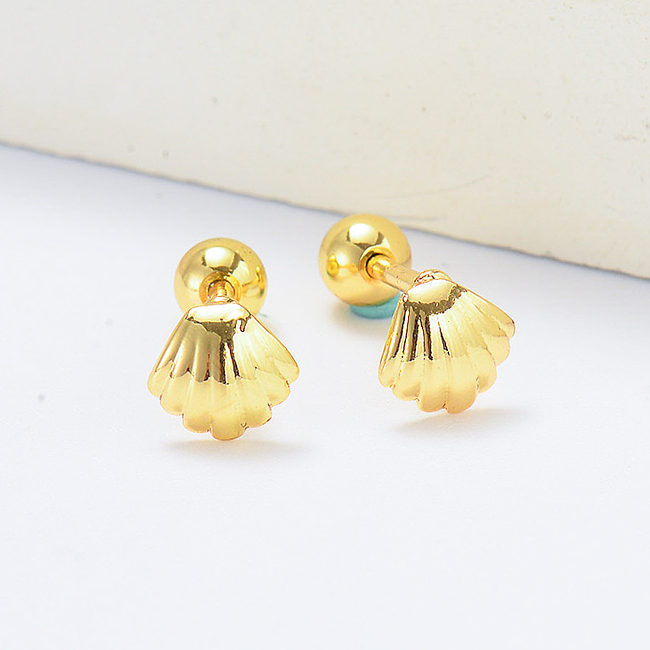 small gold plated shell piercing earrings