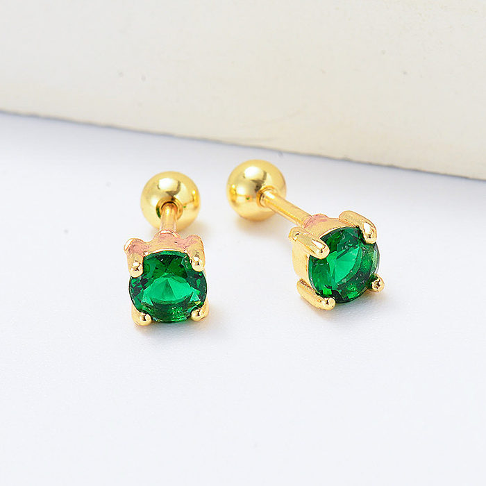 peridot birthstone gold plated piercing earrings
