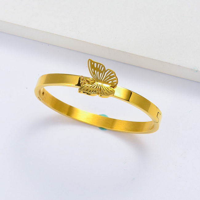 18k gold plated stainless steel butterfly bangle