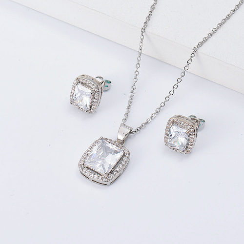 sqaure zirconia wedding jewelry set