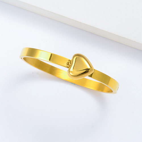 18k gold plated stainless steel heart bangle