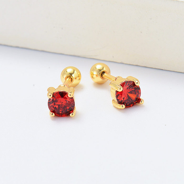 ruby gold plated piercing earrings