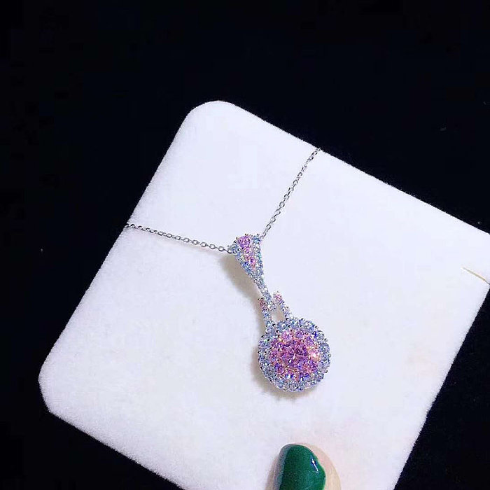 Women's pink quartz and diamond necklace