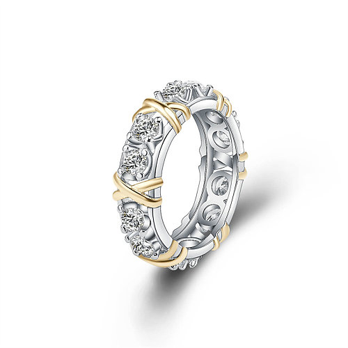 anéis de zircônia cubiz de ouro laminado de luxo para mulheres