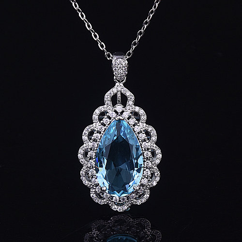 luxury silver plated diamond topaz pendant for parties and events