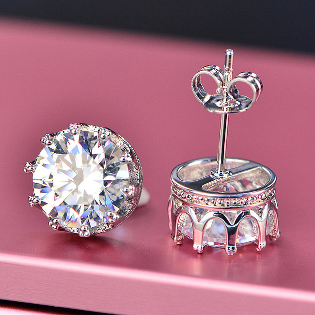 Pendientes de diamantes de 1k para mujer en forma de corona para mujer.