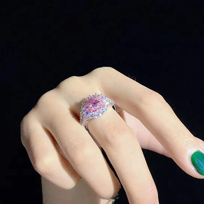 Women's pink quartz and diamond rings