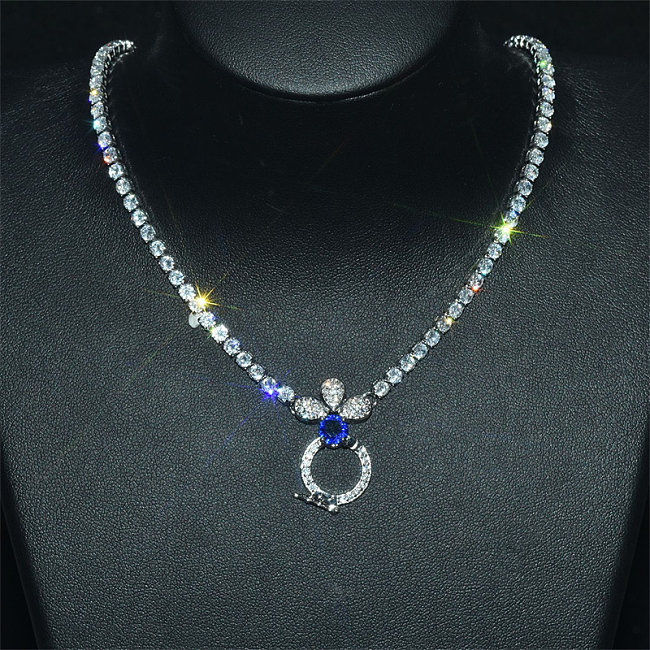 colar de diamante de zircão de luxo diy para mulheres