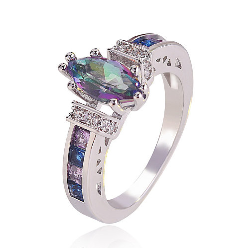 platinum plated amethyst and zirconia ring for women