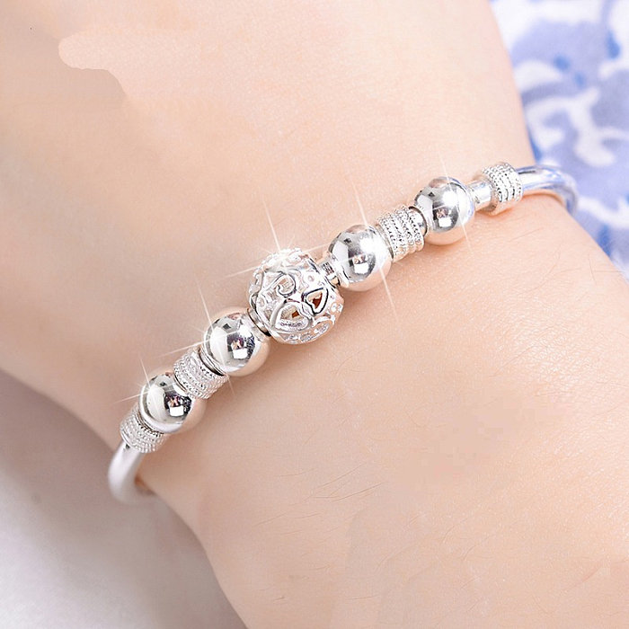 bracelets de perles plaquées cuivre brillants pour femmes