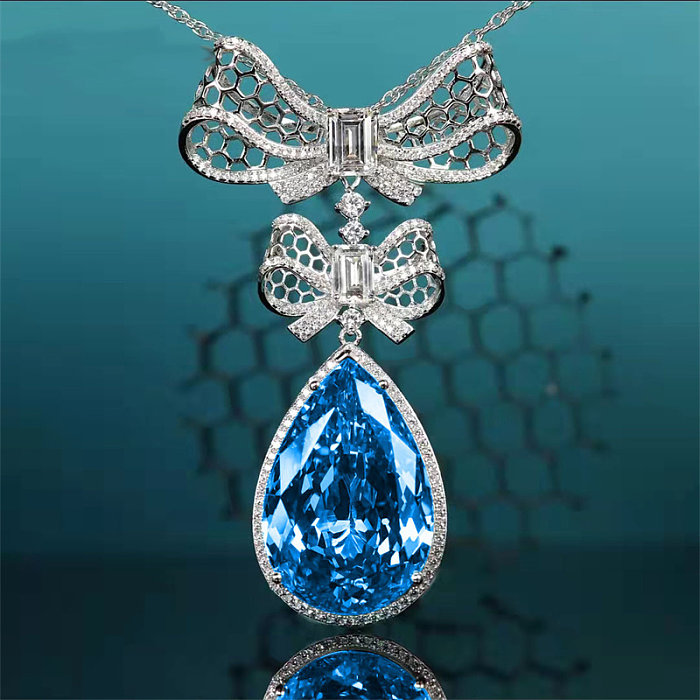 Boucle d'Oreille Topaze Bleue & Diamant Femme
