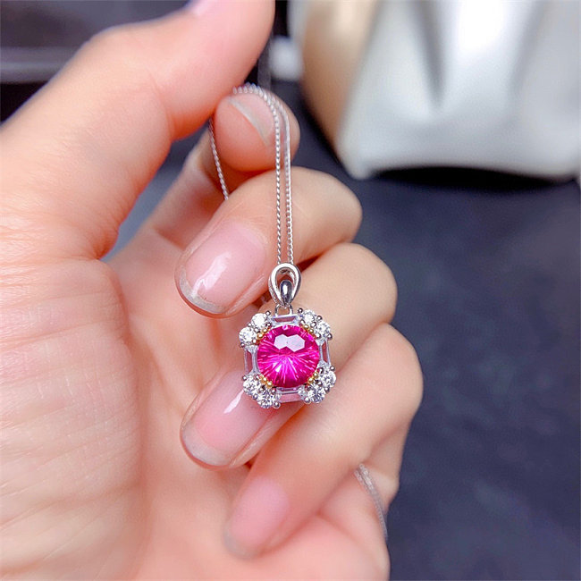 Rose Stone Firework cutting Diamond necklace for Teens