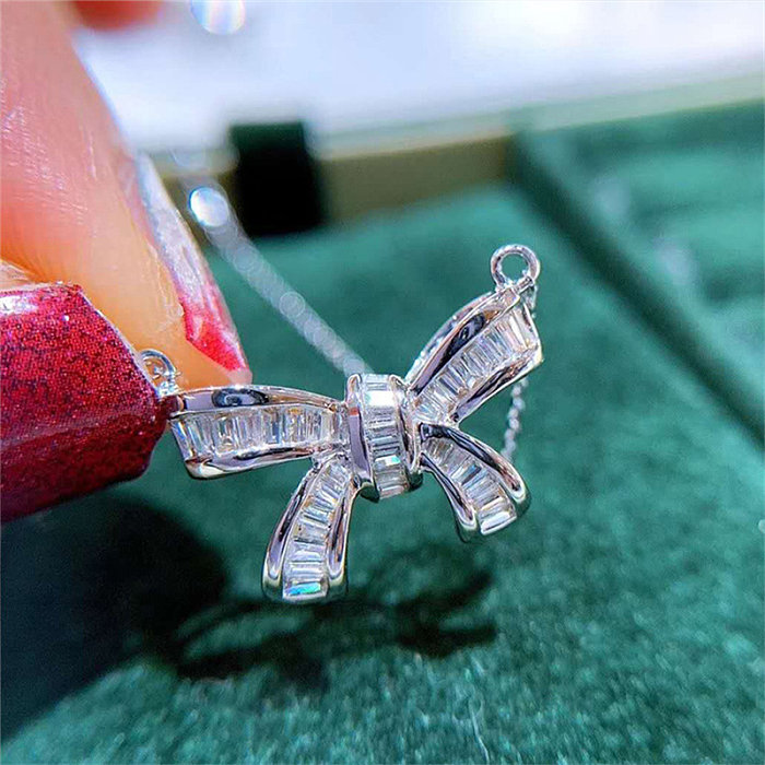 beautiful bowknot necklace with diamond for women