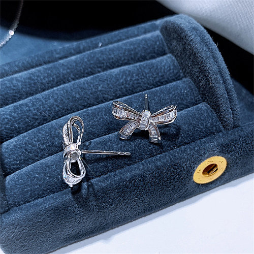 schöne Bowknot-Ohrringe mit Diamant für Frauen