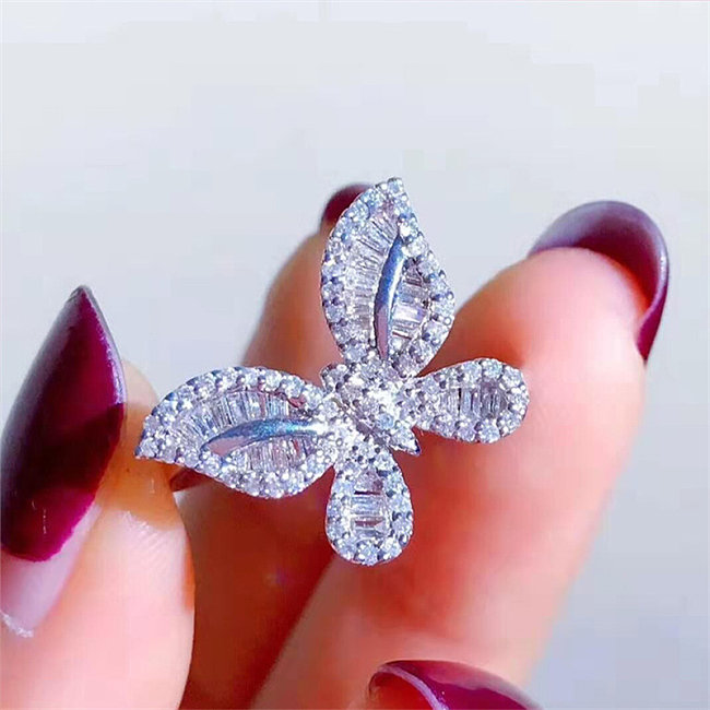 Conjunto de colar e brinco de anel de borboleta de diamante para adolescentes
