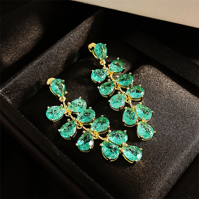 Women's silver plated Green Crystal Grape Earrings
