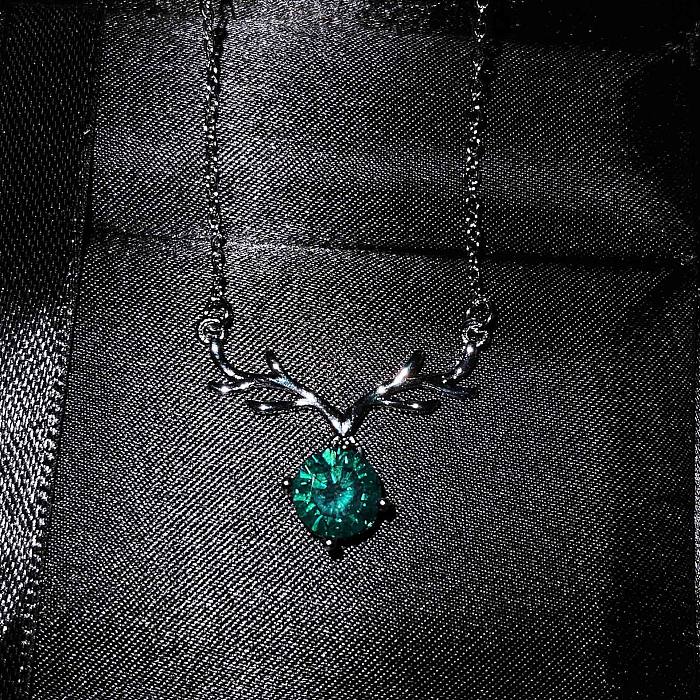 green crystal drop heart pendant for women