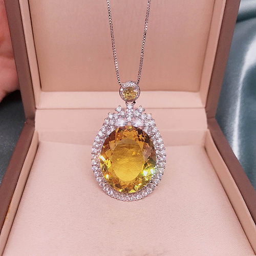 luxury citrine diamond necklace for women