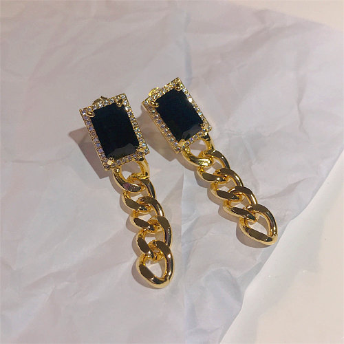 Boucles d'oreilles anciennes en pierre noire pour femme