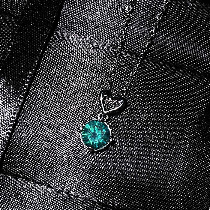 green crystal drop heart pendant for women